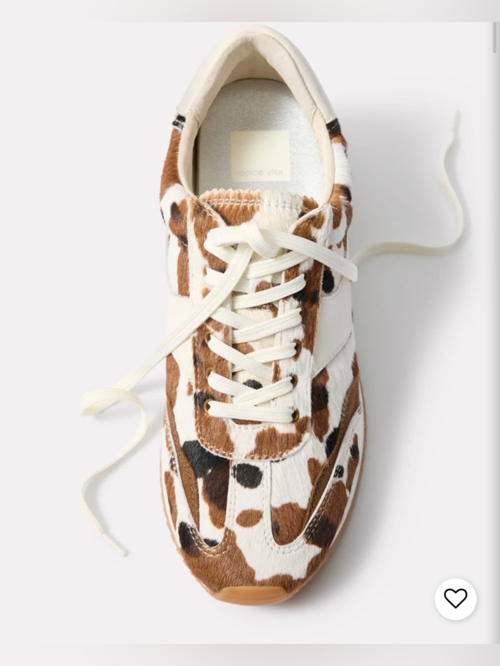 Dolce Vita Cowhide-Print Low-Top Sneaker in Brown, White & Tan - Picture 2 of 9